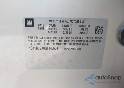 2016 Chevrolet Malibu Limited Ls from USA, damaged, VIN 1G11B5SA8GF140654